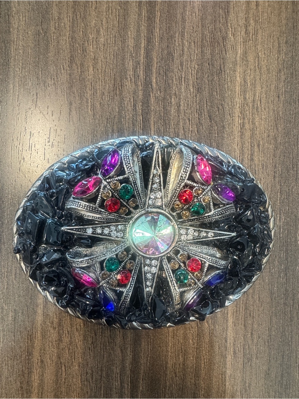 Multicolor Jeweled Decorative Belt Buckle